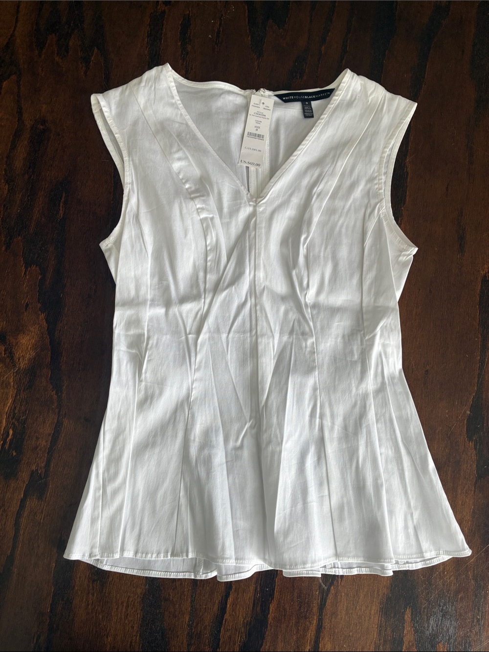 White House Black Market White V-Neck Sleeveless Tank
